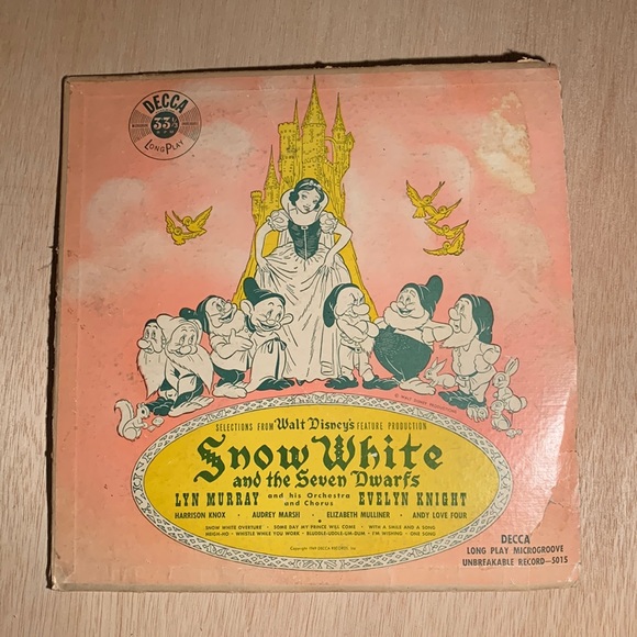 Vintage 40s Snow White & The Seven Dwarfs Decca Vinyl Record Walt Disney defects - Picture 3 of 17